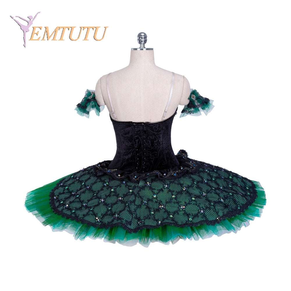 EM1381 EMTUTU Carnival of Venice Professional Ballet Tutu Costume Black Green Women Girls Custom Made Ballet Stage Pancake Tutus Dress