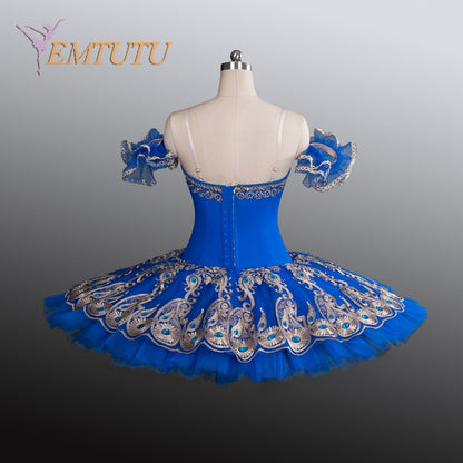 EM1181 EMTUTU Adults Professional Ballet Tutus Blue Gold Women Professional Ballet Costume La Fille du Pharaon PlatterPancake Performance Tutu