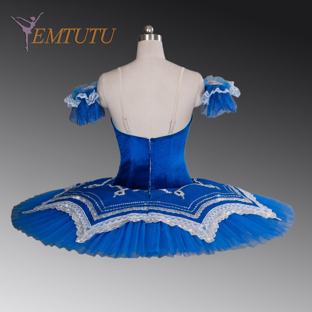 EM1079A EMTUTU Women Professional Ballet Tutus Blue Adult Ballet Stage Costume Adult Performance Pancake Tutu Ballet Dress