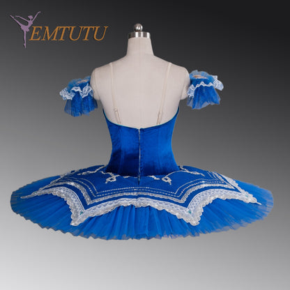 EM1079A EMTUTU Women Professional Ballet Tutus Blue Adult Ballet Stage Costume Adult Performance Pancake Tutu Ballet Dress