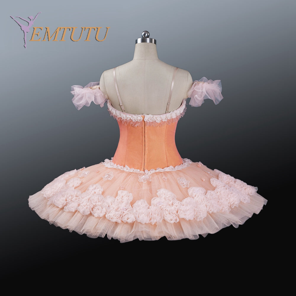 EM1201 EMTUTU adult women professional ballet tutu pink or  white floweres platter classical pancake tutu skirt Performance ballet costumes woman