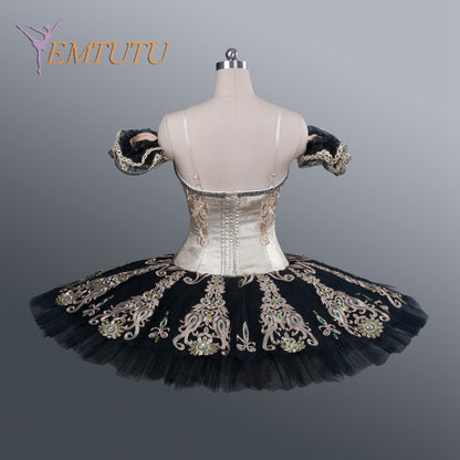EM1182 EMTUTU Adults Professional Ballet Tutu Black Gold Platter Pancake Performance Tutus YAGP Competition Professional Ballet Costume