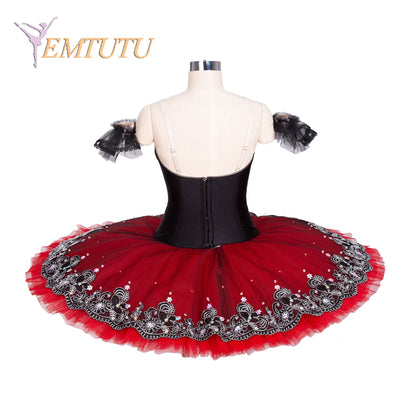 EM1367 EMTUTU Professional Ballet Stage Tutus Esmeralda Black Red Women Platter Pancake Tutu Costume Don Quixote Tutu