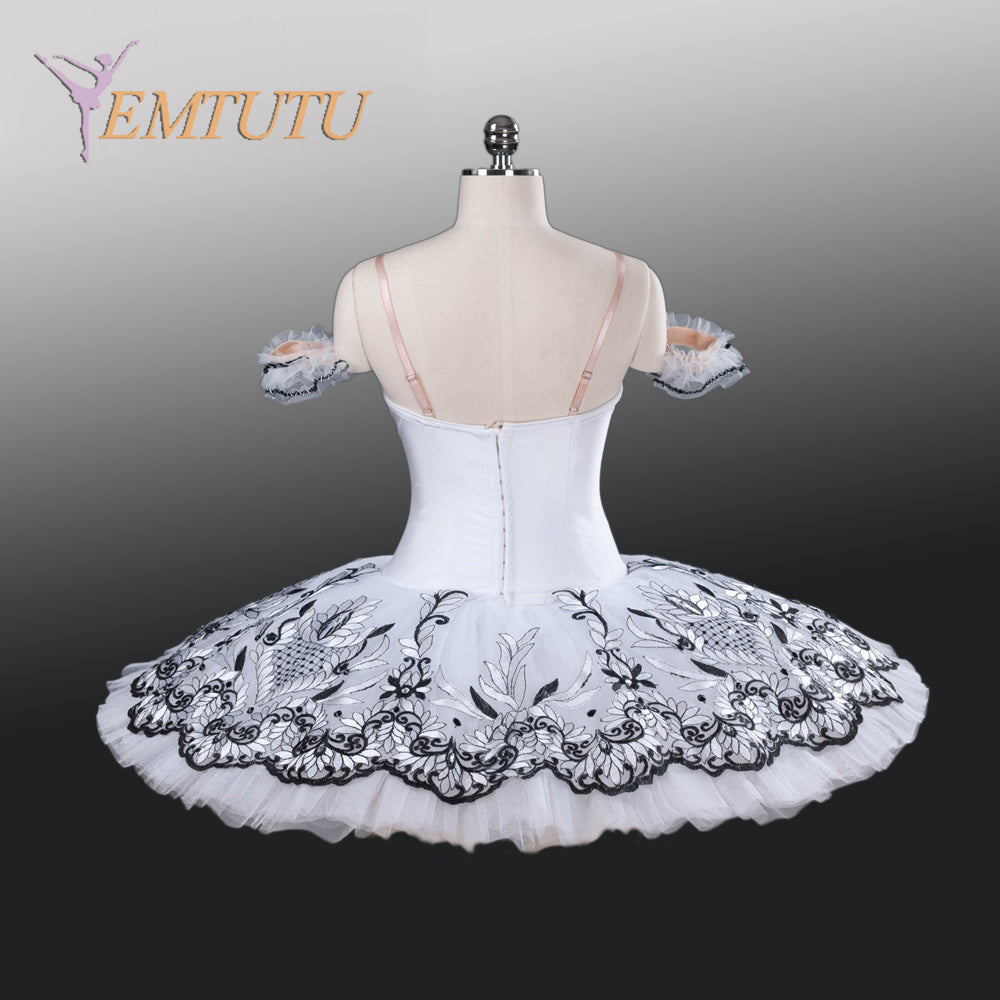 EM1250 EMTUTU Adult Professional Ballet Tutu White Black Women Ballet Stage Costumes Competition Classical Tutus Pancake Tutu Skirt