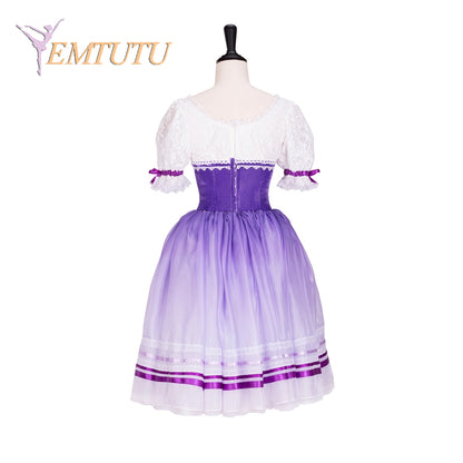 EM1300 EMTUTU Peasant Girl Professional Ballet Long tutu dress Purple White Village Girl ballet tutu costume Adult ballet Stage Costumes