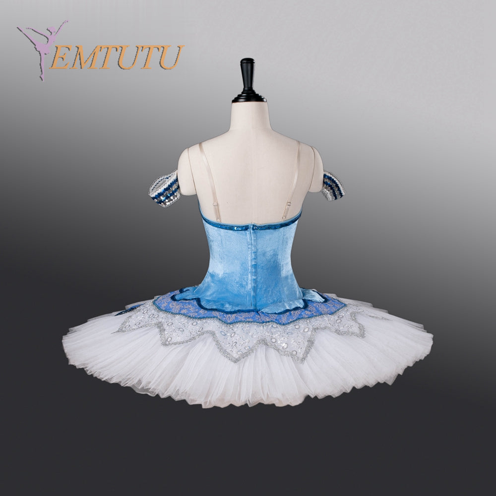 EM1276 EMTUTU Adult professional ballet tutu blue white Flames of Paris women ballet stage tutu costume performance pancake tutu