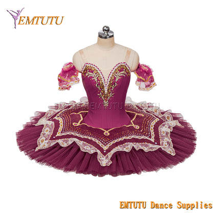 EM1079 EMTUTU Women Burgundy Red Classical Ballet Tutus Adult Profesional Ballet Tutu Costumes Ballet Dress Pancake Platter Performance Tutus