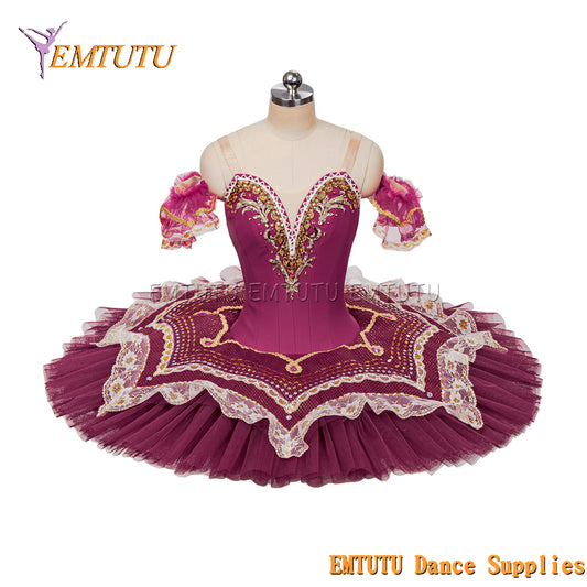 EM1079 EMTUTU Women Burgundy Red Classical Ballet Tutus Adult Profesional Ballet Tutu Costumes Ballet Dress Pancake Platter Performance Tutus
