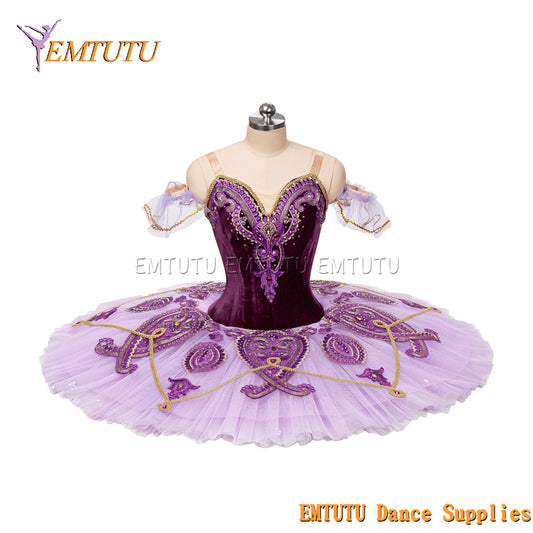 EM1221 EMTUTU Women Girls Professional Ballet Tutu  Burgundy Ballet Pancake Tutu Performance Classical Ballet Tutu