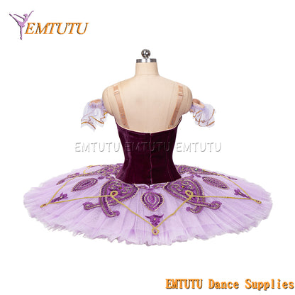 EM1221 EMTUTU Women Girls Professional Ballet Tutu  Burgundy Ballet Pancake Tutu Performance Classical Ballet Tutu