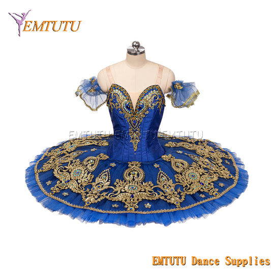 EM1257 EMTUTU Women Pancake Professional Ballet Tutu Blue or White Gold Blue Le Corsaire Pancake Performance Tutus Platter Ballet Stage Costumes