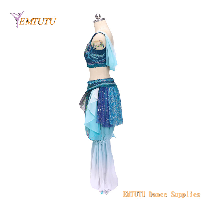 EM1428 EMTUTU Adult Child Professional Ballet Stage Costume La Bayadere Competition Ballet Attire Blue Arabian Style Two Sets