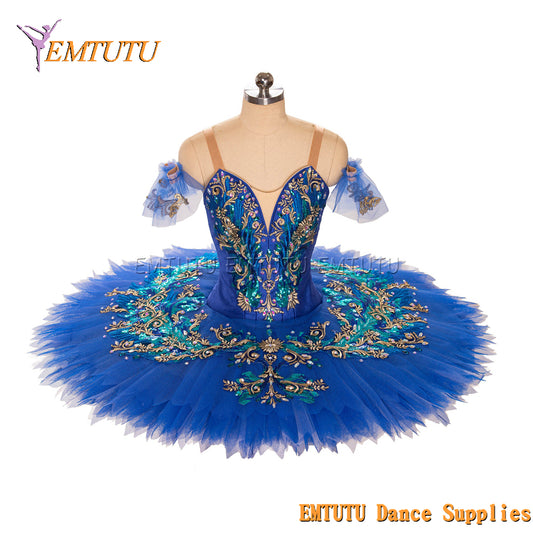 EM1438 EMTUTU Women Girls Professional Ballet Tutu Blue Ballet Pancake Tutu Performance Classical Ballet Tutu