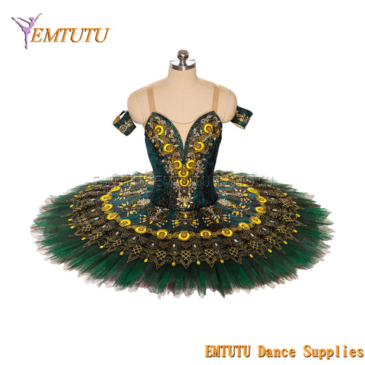 EM1444 EMTUTU Women Girls Professional Ballet Tutu Green Ballet Pancake Tutu Performance Classical Ballet Tutu