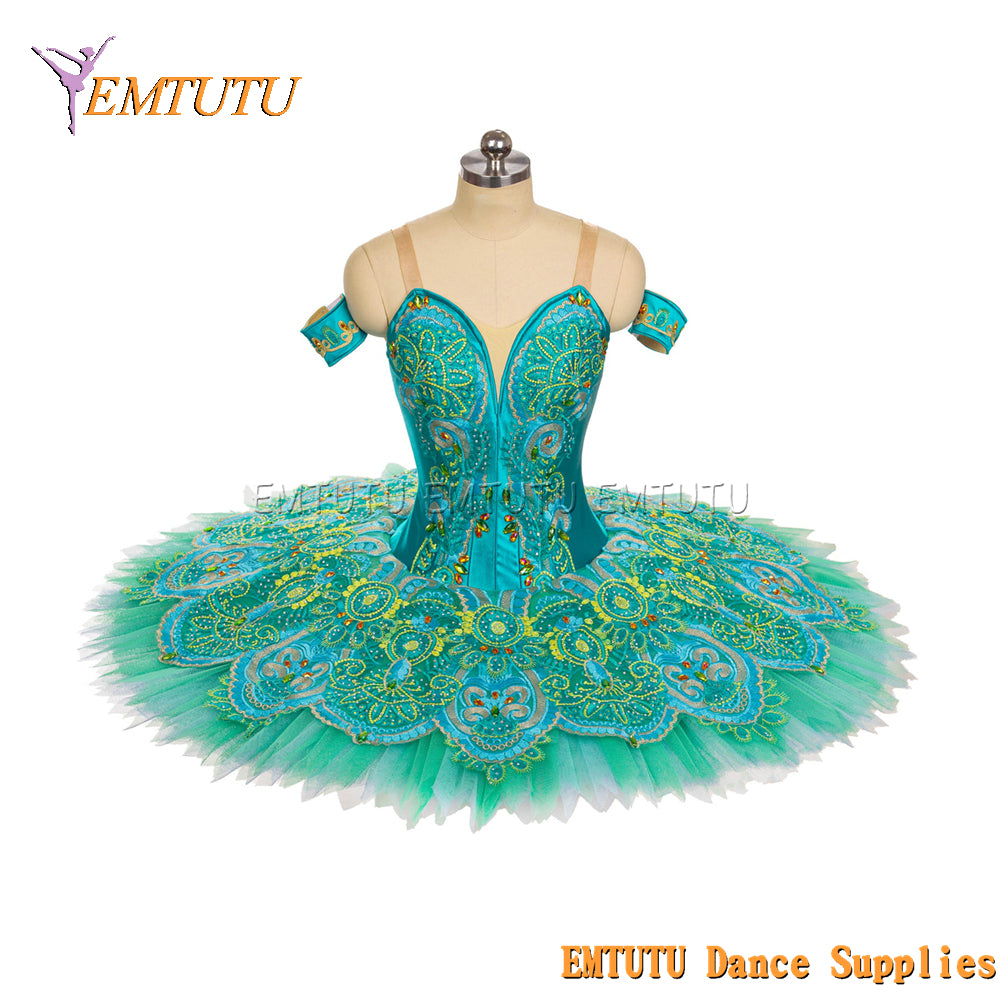EM1445 EMTUTU Women Girls Professional Ballet Tutu Green Ballet Pancake Tutu Performance Classical Ballet Tutu