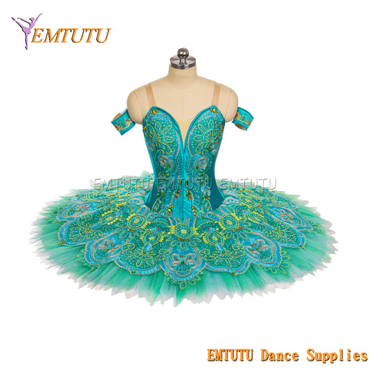 EM1445 EMTUTU Women Girls Professional Ballet Tutu Green Ballet Pancake Tutu Performance Classical Ballet Tutu