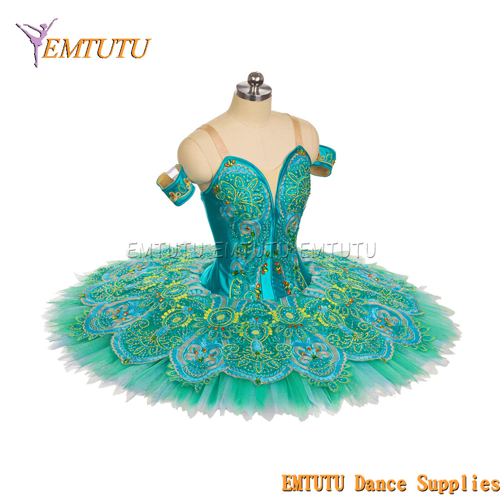 EM1445 EMTUTU Women Girls Professional Ballet Tutu Green Ballet Pancake Tutu Performance Classical Ballet Tutu