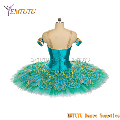 EM1445 EMTUTU Women Girls Professional Ballet Tutu Green Ballet Pancake Tutu Performance Classical Ballet Tutu
