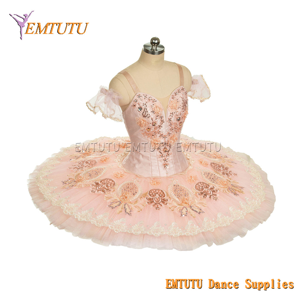 EM1446 EMTUTU Women Girls Professional Ballet Tutu Pink Ballet Pancake Tutu Performance Classical Ballet Tutu