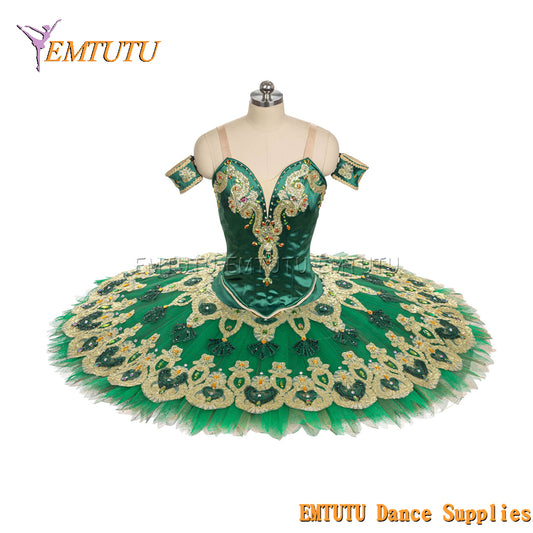 EM1447 EMTUTU Women Girls Professional Ballet Tutu Green Ballet Pancake Tutu Performance Classical Ballet Tutu