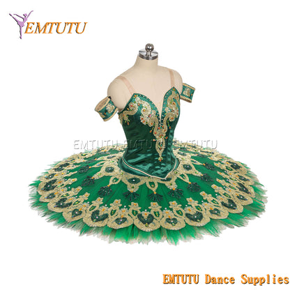 EM1447 EMTUTU Women Girls Professional Ballet Tutu Green Ballet Pancake Tutu Performance Classical Ballet Tutu
