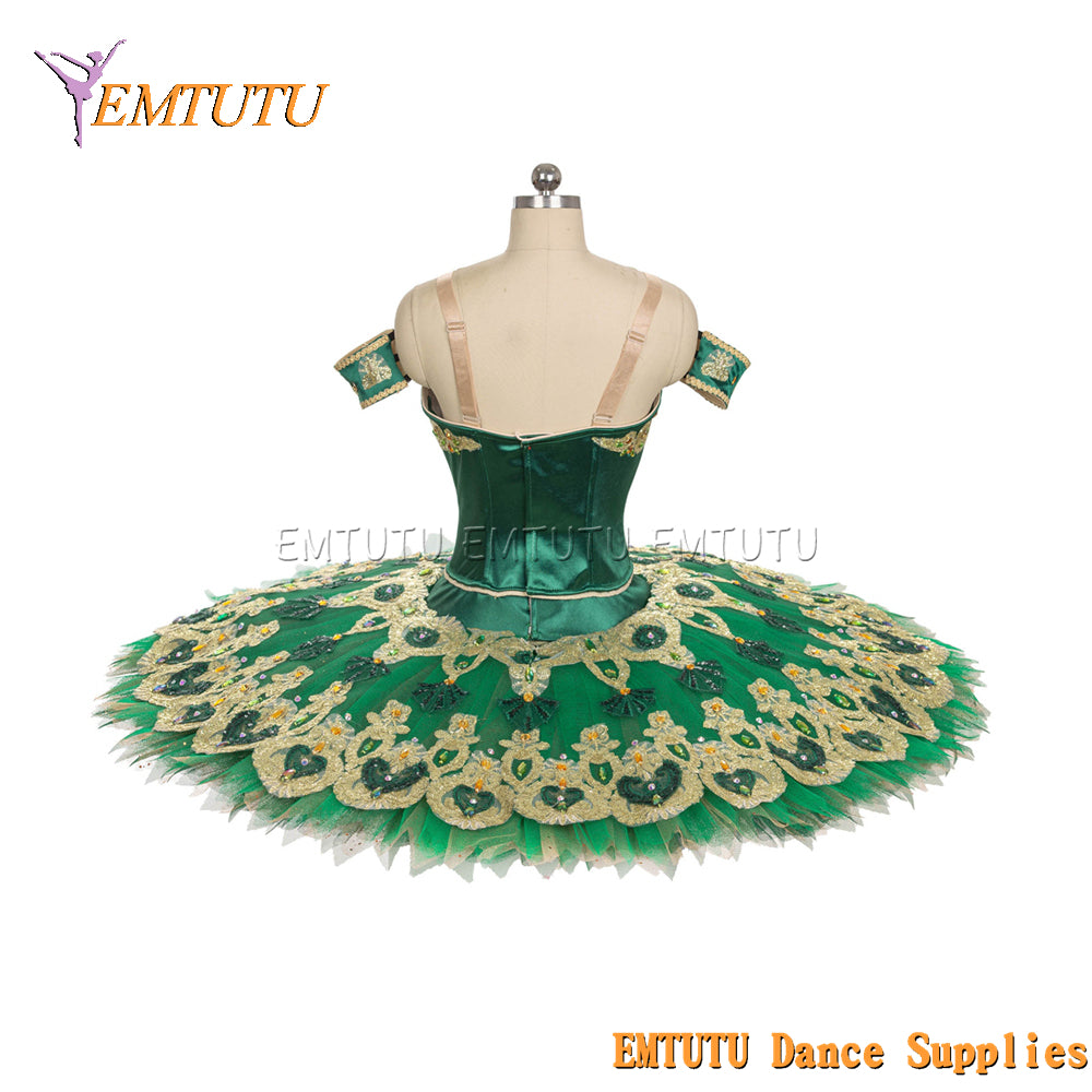 EM1447 EMTUTU Women Girls Professional Ballet Tutu Green Ballet Pancake Tutu Performance Classical Ballet Tutu