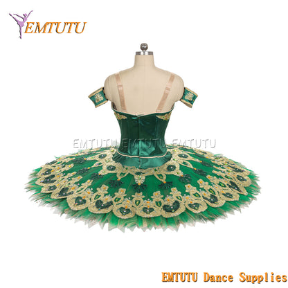 EM1447 EMTUTU Women Girls Professional Ballet Tutu Green Ballet Pancake Tutu Performance Classical Ballet Tutu