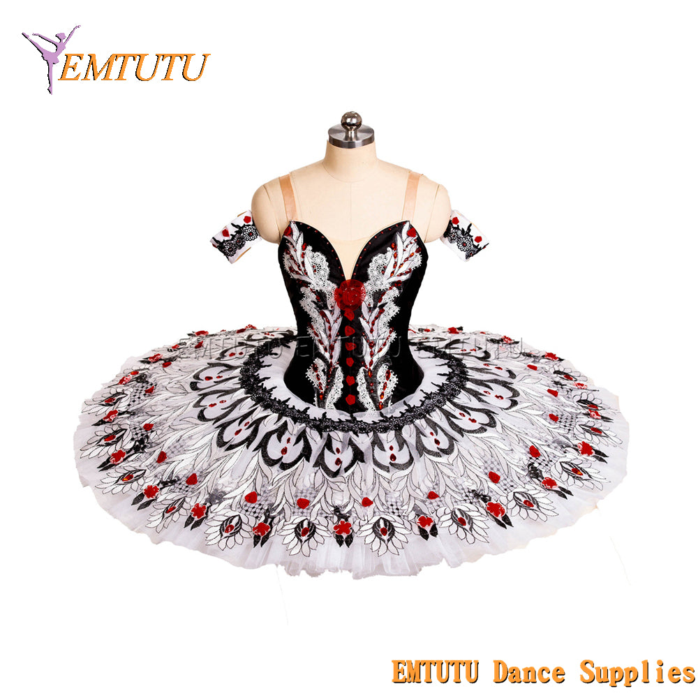 EM1449 EMTUTU Women Girls Professional Ballet Tutu Black White Ballet Pancake Tutu Performance Classical Ballet Tutu