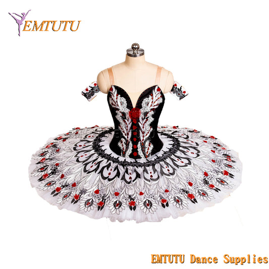 EM1449 EMTUTU Women Girls Professional Ballet Tutu Black White Ballet Pancake Tutu Performance Classical Ballet Tutu