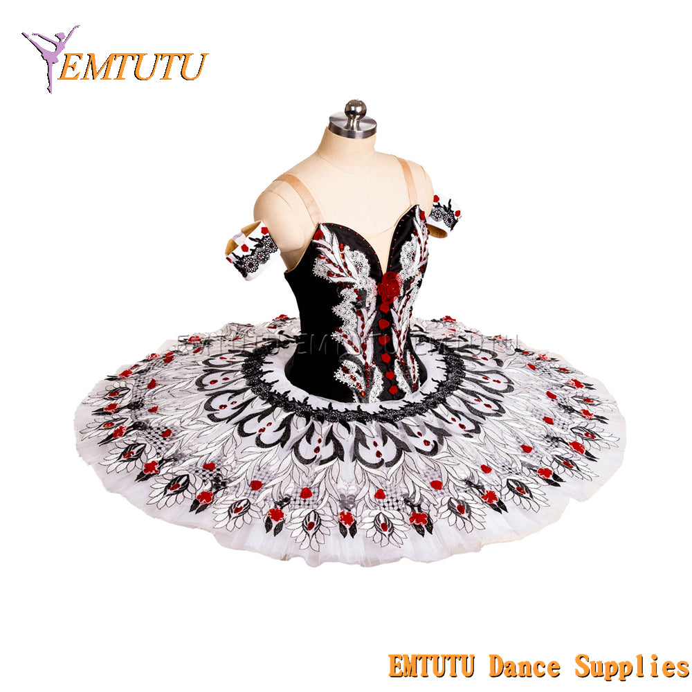 EM1449 EMTUTU Women Girls Professional Ballet Tutu Black White Ballet Pancake Tutu Performance Classical Ballet Tutu