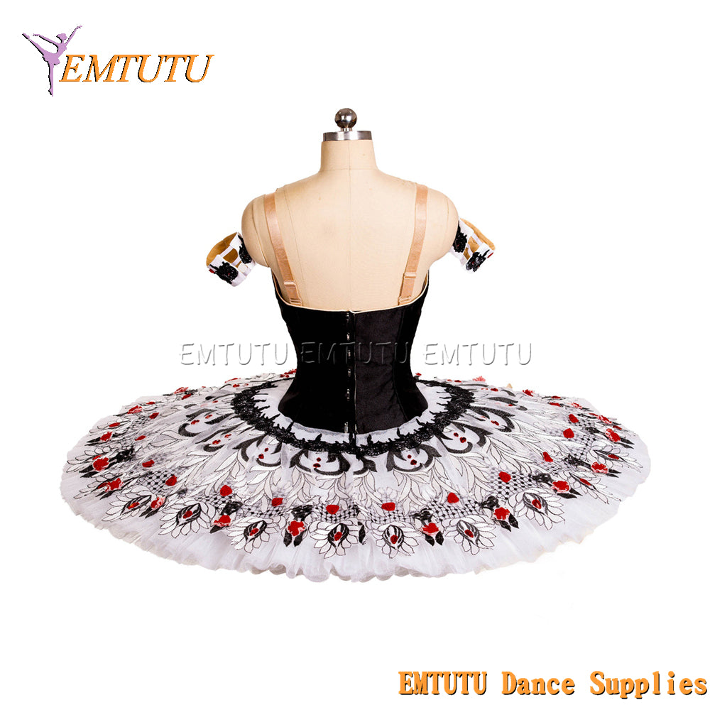 EM1449 EMTUTU Women Girls Professional Ballet Tutu Black White Ballet Pancake Tutu Performance Classical Ballet Tutu