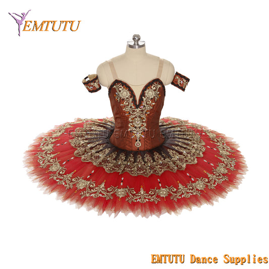EM1451 EMTUTU Women Girls Professional Ballet Tutu Black Red Ballet Pancake Tutu Performance Classical Ballet Tutu