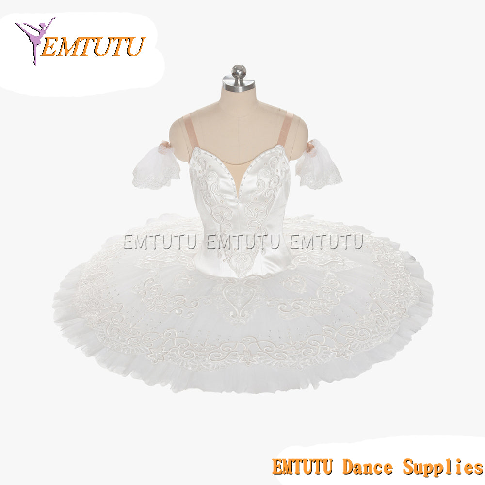 EM1452 EMTUTU Women Girls Professional Ballet Tutu White Ballet Pancake Tutu Performance Classical Ballet Tutu