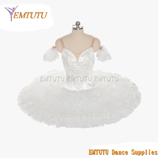 EM1452 EMTUTU Women Girls Professional Ballet Tutu White Ballet Pancake Tutu Performance Classical Ballet Tutu
