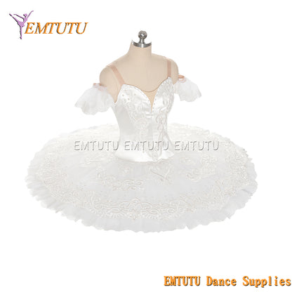 EM1452 EMTUTU Women Girls Professional Ballet Tutu White Ballet Pancake Tutu Performance Classical Ballet Tutu