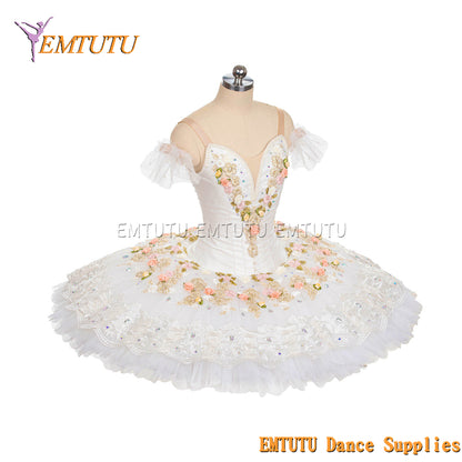 EM1454 EMTUTU Women Girls Professional Ballet Tutu White Gold Ballet Pancake Tutu Performance Classical Ballet Tutu