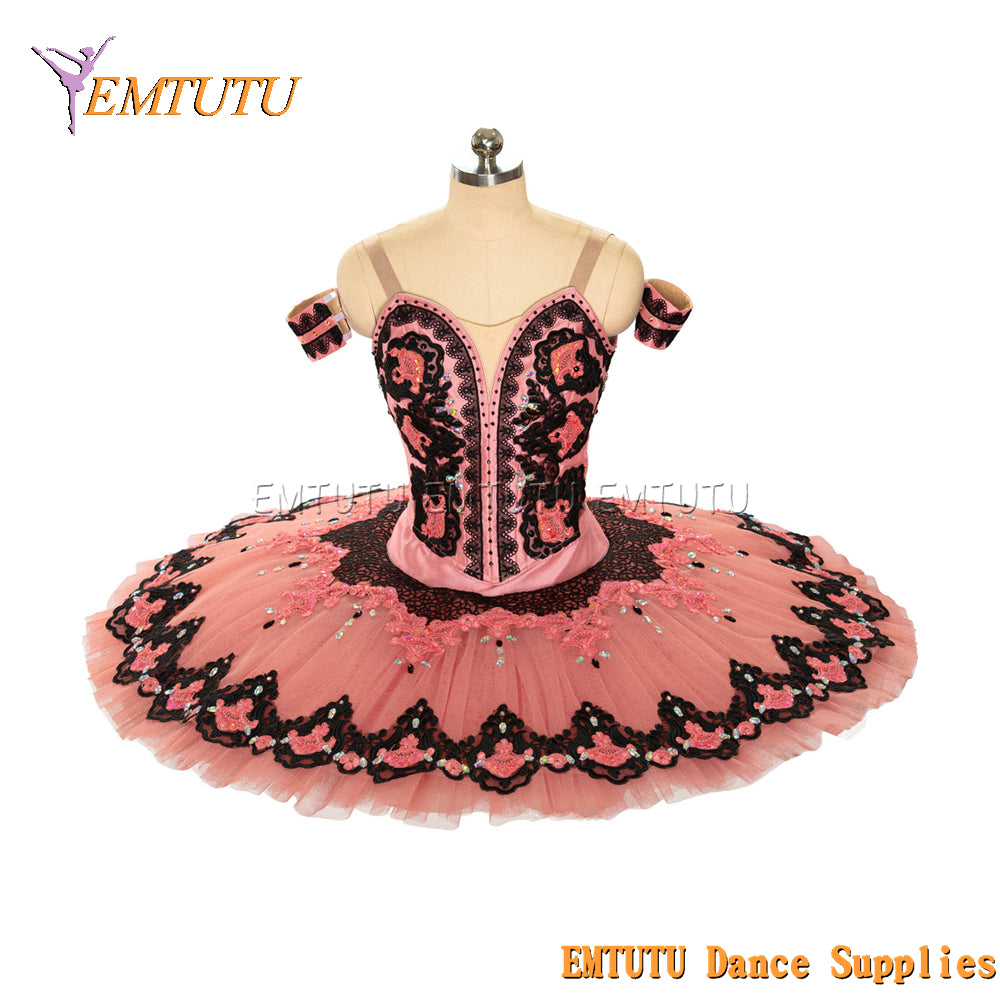EM1456 EMTUTU Women Girls Professional Ballet Tutu Black Red Ballet Pancake Tutu Performance Classical Ballet Tutu