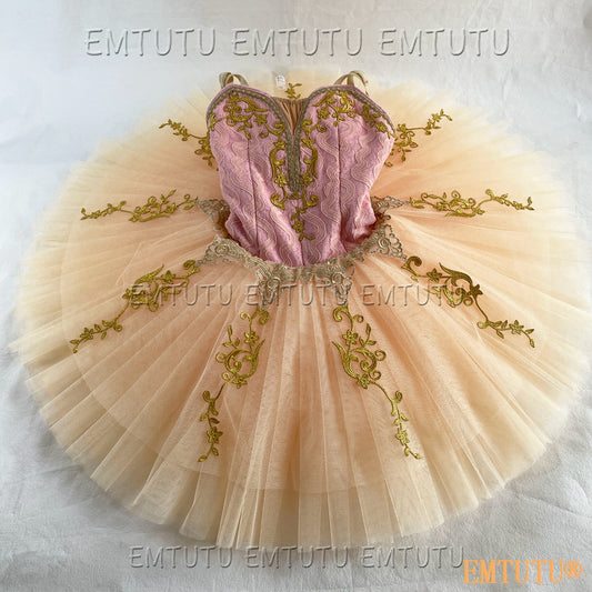 EMAB2001 EMTUTU Professional Ballet Tutu Costume Yellow Women Girls Custom Made Ballet Stage Pancake Tutus Dress