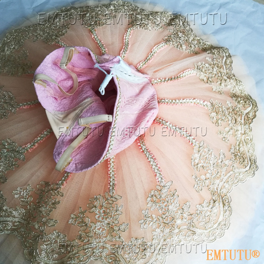 EMAB2003 EMTUTU Professional Ballet Tutu Costume Yellow Women Girls Custom Made Ballet Stage Pancake Tutus Dress