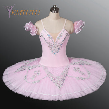 EM1046A EMTUTU Pink Silver Adult Professional Ballet Tutu Snow Queen Pancake Performance Ballet Tutus Nutcracker Ballet Stage Costume Women