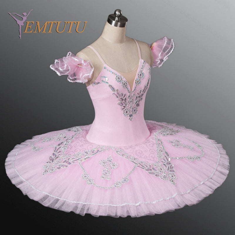 EM1046A EMTUTU Pink Silver Adult Professional Ballet Tutu Snow Queen Pancake Performance Ballet Tutus Nutcracker Ballet Stage Costume Women