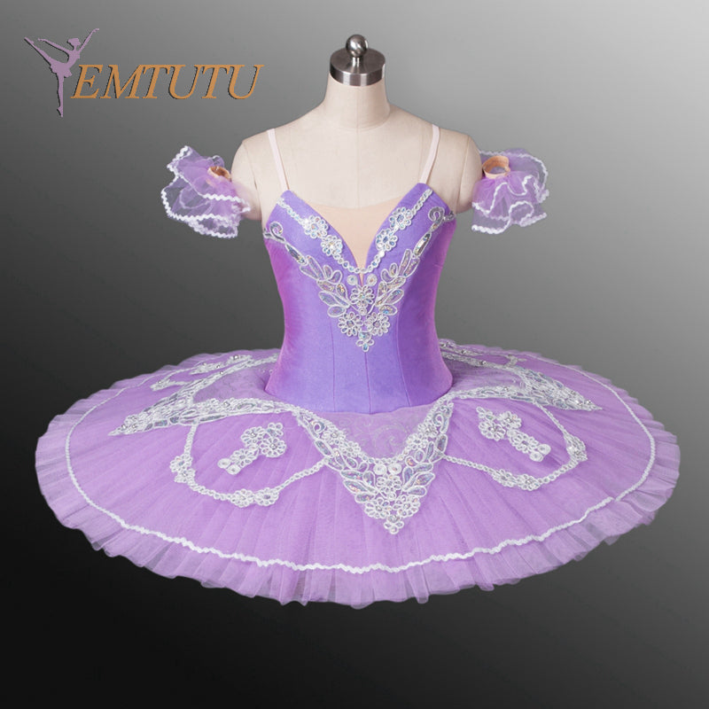 EM1046A EMTUTU Pink Silver Adult Professional Ballet Tutu Snow Queen Pancake Performance Ballet Tutus Nutcracker Ballet Stage Costume Women