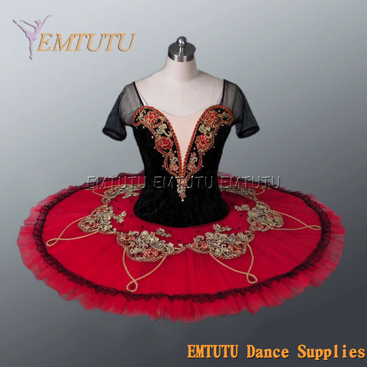 EM1134 EMTUTU Adult professional ballet tutu Red and Black tutu pancake performance tutus ballet stage costume women girls