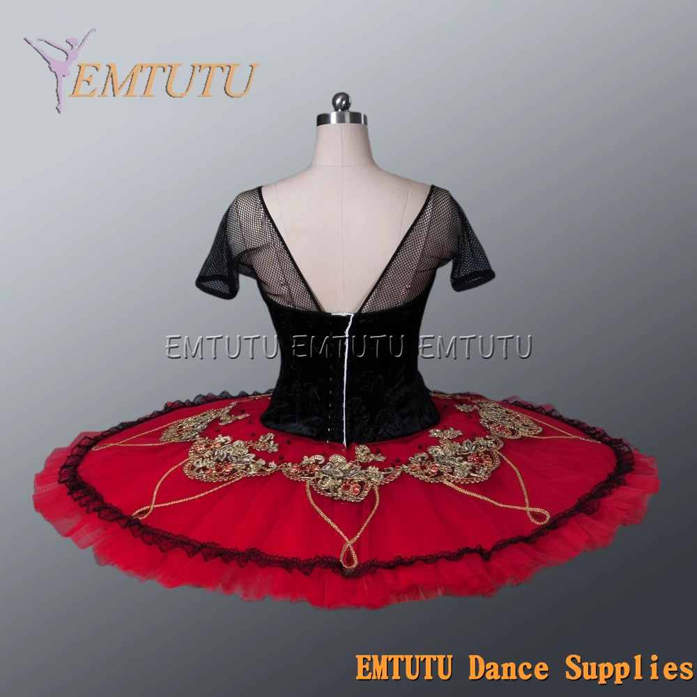 EM1134 EMTUTU Adult professional ballet tutu Red and Black tutu pancake performance tutus ballet stage costume women girls
