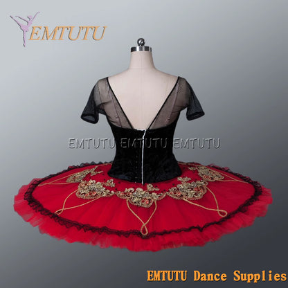 EM1134 EMTUTU Adult professional ballet tutu Red and Black tutu pancake performance tutus ballet stage costume women girls