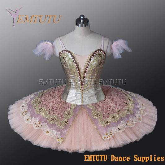 EM1136 EMTUTU Adult professional ballet tutu Gold tutu pancake performance tutus ballet stage costume women girls