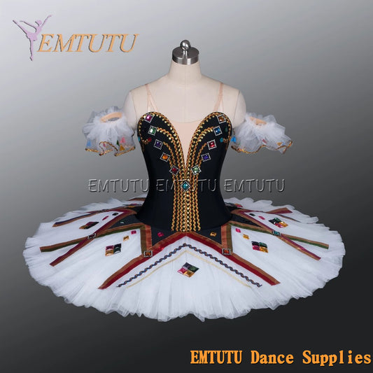 EM1143 EMTUTU Adult professional ballet tutu White and Black tutu pancake performance tutus ballet stage costume women girls