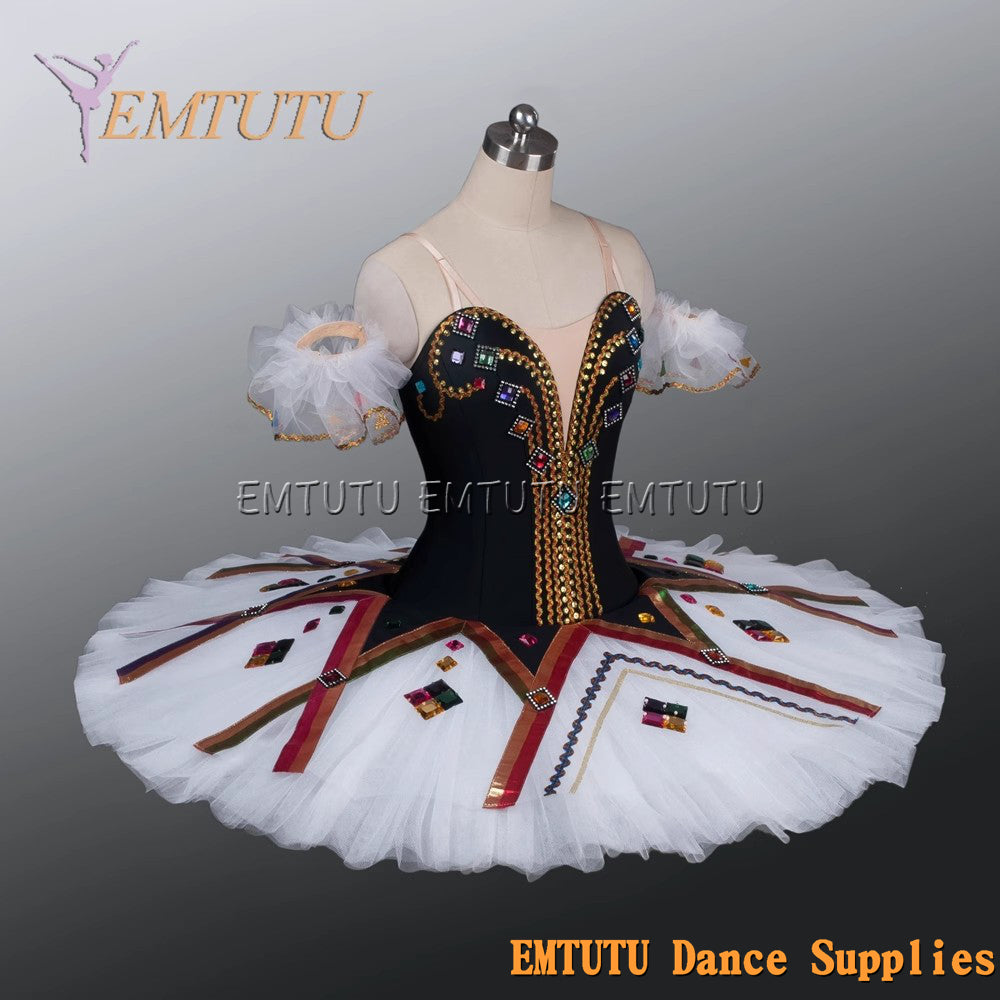 EM1143 EMTUTU Adult professional ballet tutu White and Black tutu pancake performance tutus ballet stage costume women girls