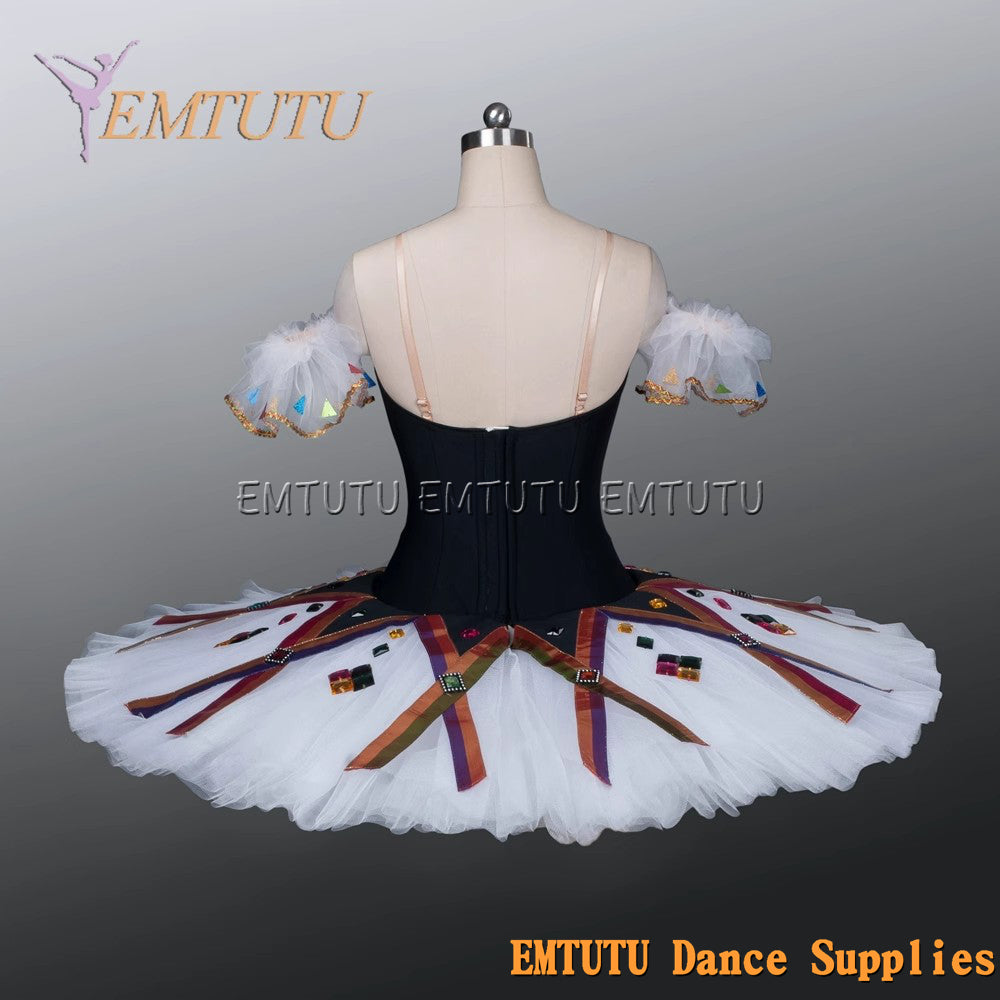 EM1143 EMTUTU Adult professional ballet tutu White and Black tutu pancake performance tutus ballet stage costume women girls