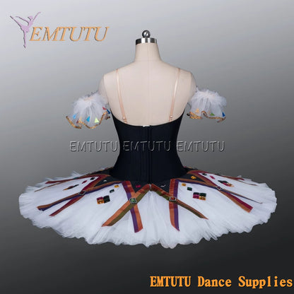 EM1143 EMTUTU Adult professional ballet tutu White and Black tutu pancake performance tutus ballet stage costume women girls